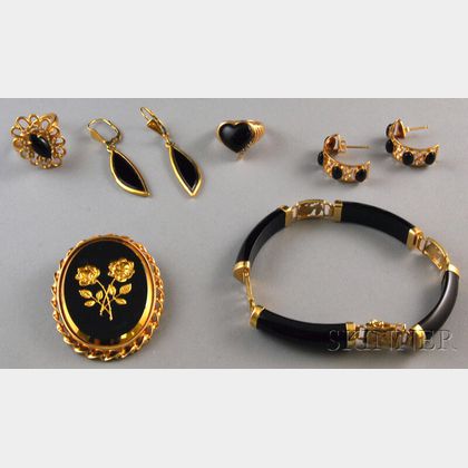 Small Group of Gold and Onyx Jewelry