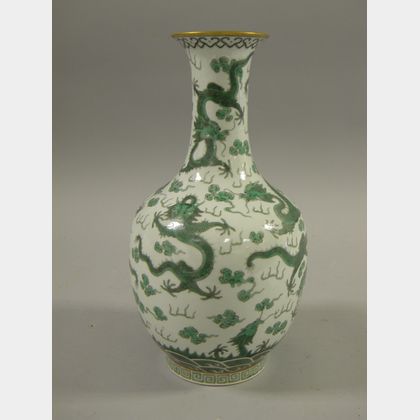 Green Enameled Dragon Vase