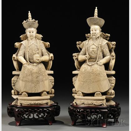 Pair of Large Ivory Carvings