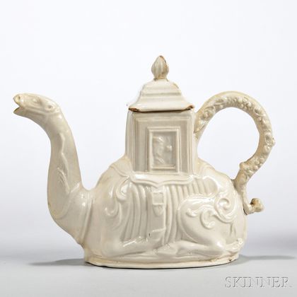 White Salt-glazed Stoneware Camel Teapot and Cover
