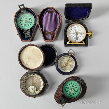 Five Cased Pocket Compasses
