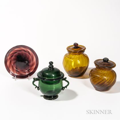 Four Blown Glass Table Items
