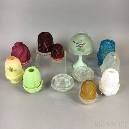 Twelve Art Glass Fairy Lamps
