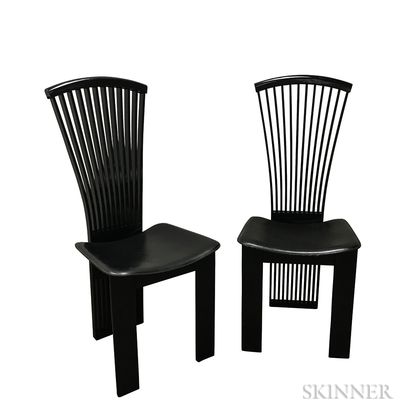 Two Pietro Costantini Mackintosh-influenced Black Lacquered Chairs
