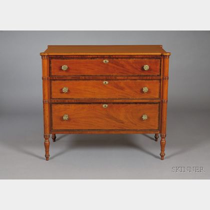 Federal Mahogany Carved and Inlaid Chest of Drawers