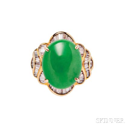 18kt Gold, Jade, and Diamond Ring