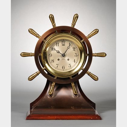 "Yacht Wheel" Ship's Bell Clock by Chelsea