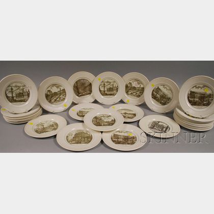 Thirty-one Wedgwood Piranesi Pattern Ceramic Dinner Plates. 