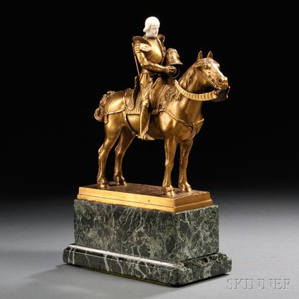 Wegener Gilt-bronze and Ivory Figure of a Knight