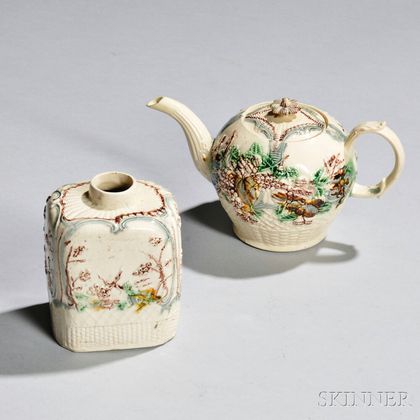 Two Greatbatch-type Creamware Tea Wares