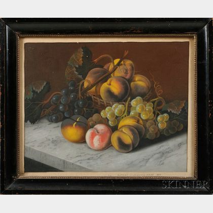 American School, Late 19th Century Still Life with Fruit on a Marble Slab
