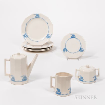 Eight Pieces of Rookwood Ship-decorated Ceramic Tableware. Estimate $100-300