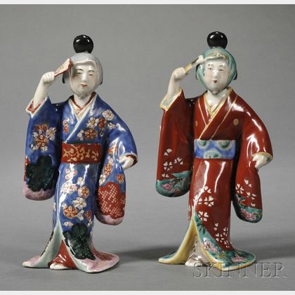 Pair of Japanese Kakiemon-type Porcelain Figures of Dancers