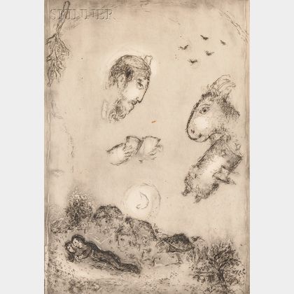 Marc Chagall (Russian/French, 1887-1985) Der Esel über dem Dorf