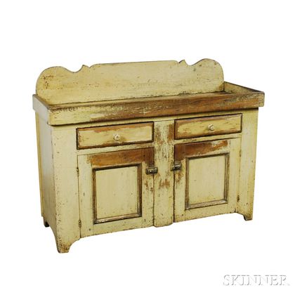 Yellow-painted Pine Dry Sink