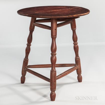 Red-painted Pine and Maple Turned-leg Table