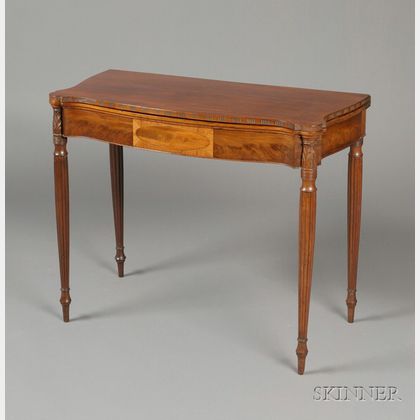 Federal Mahogany Carved and Inlaid Card Table