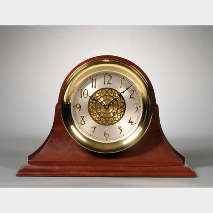 Brass and Walnut Ship's Bell Clock by Chelsea