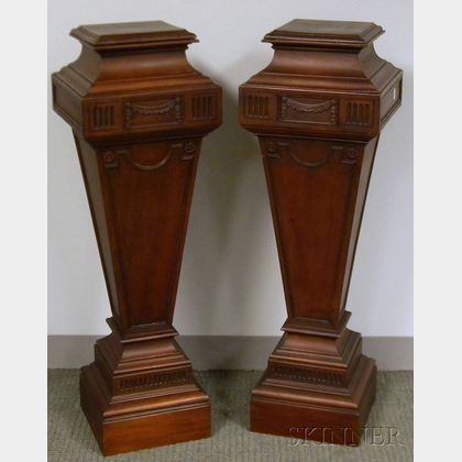 Pair of Neoclassical-style Carved Mahogany Pedestals