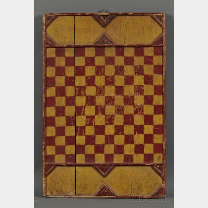Red- and Yellow-painted Wood Game Board