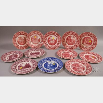 Set of Twelve Wedgwood Denison University Ceramic Plates