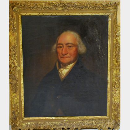 19th Century American School Oil on Canvas Portrait of a Gentleman