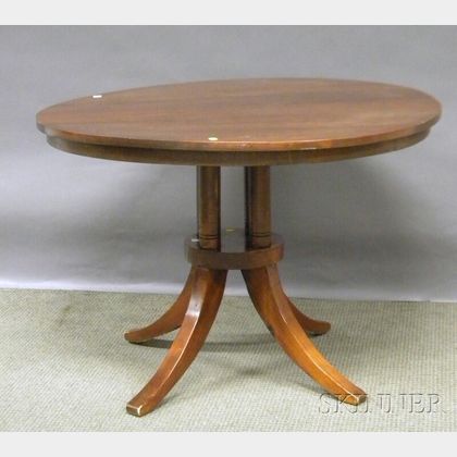 Provincial Biedermeier-style Circular Blondewood Pedestal-base Breakfast Table. 