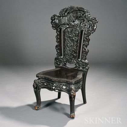Asian-style Carved Side Chair