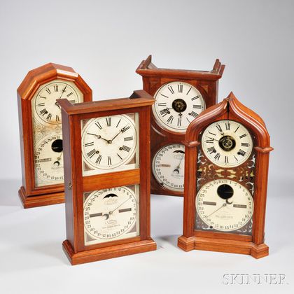 Four Walnut Ithaca Calendar Clocks