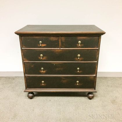 Jacobean-style Black-painted Pine Chest of Drawers