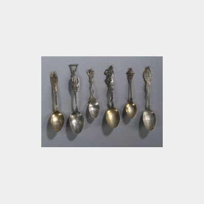 Group of Thirty Sterling Souvenir Spoons of New England