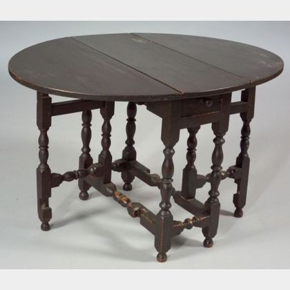 William & Mary Diminutive Painted Maple Gate-leg Table
