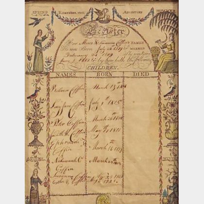 Attributed to Richard Brunton (American, active c. 1800-1832) Coffin Family Register