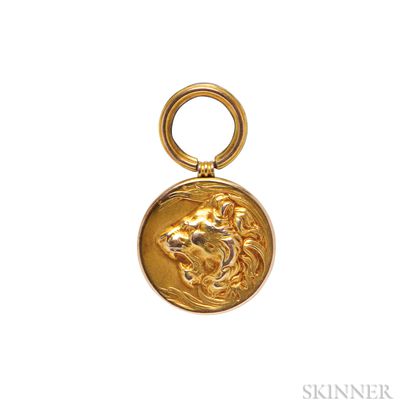 Art Nouveau Gold Lion Pendant