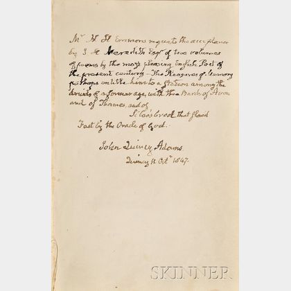 (Adams, John Quincy, 1767-1848),Presentation Copy