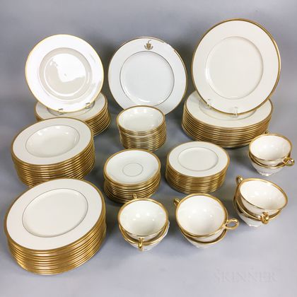 Lenox Gilt-rimmed Porcelain Dinner Service for Twelve. Estimate $200-300
