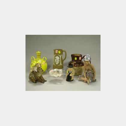 Four Ceramic Figures and Three Ceramic Table Items