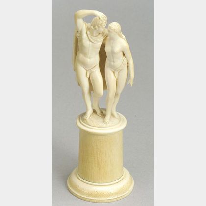 Continental Carved Ivory Figure of Apollo and Aphrodite
