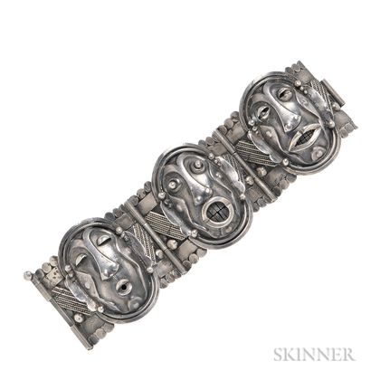 Silver Mask Bracelet