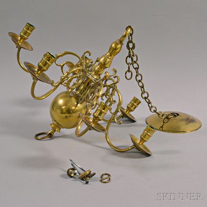 Dutch-style Brass Six-light Chandelier