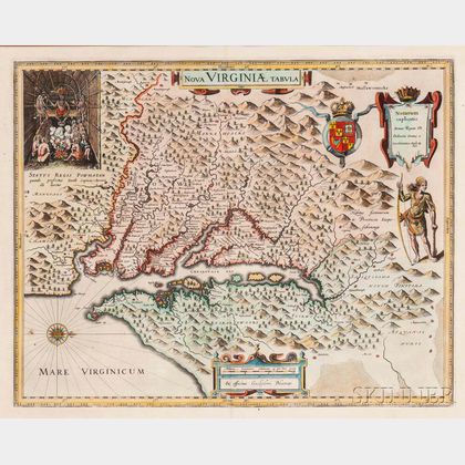 Virginia, Georgia, North & South Carolina. Willem Janszoon Blaeu (1571-1638) Nova Virginiae Tabula.