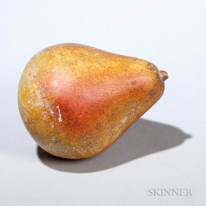 Large Yellow- and Red-painted Chalkware Pear