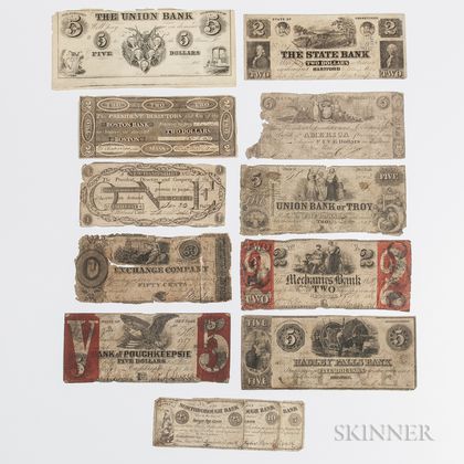 Thirteen Obsolete Bank Notes