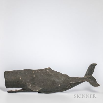 Carved and Painted Sperm Whale Plaque