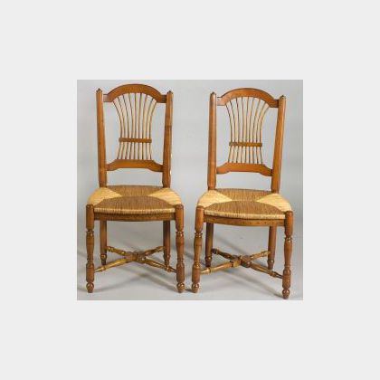 Set of Six French Provincial &#34;Wheat&#34; Pattern Cherrywood Side Chairs