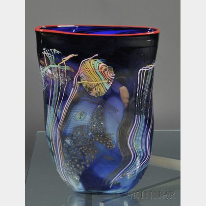 Chris Hawthorne Art Glass Vase