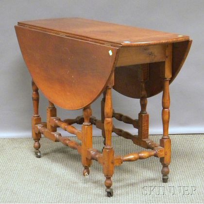 William & Mary-style Tiger Maple Drop-leaf Gate-leg Table