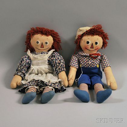 Pair of Molly-'es Raggedy Ann & Andy Cloth Dolls