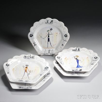 Five Arnaldo Miniati Ceramic Plates