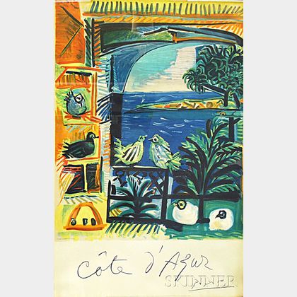 After Pablo Picasso (Spanish, 1881-1973) Cote d'Azur Travel Poster